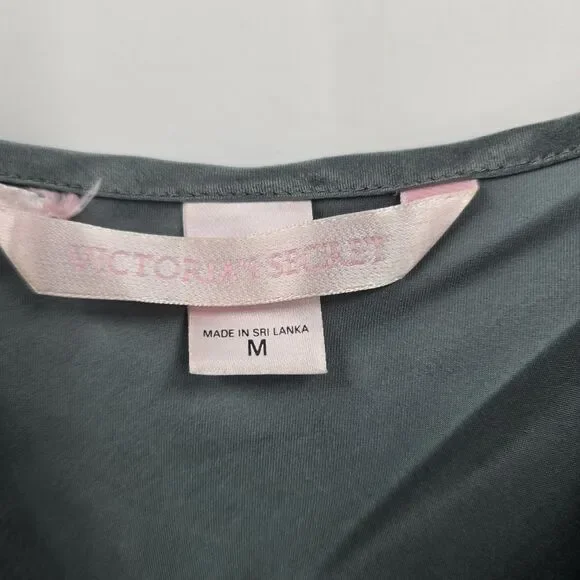 Victoria’s Secret Silk Light Gray Green Sage Lace Slip Dress Limgerie Negligee - Picture 3 of 4